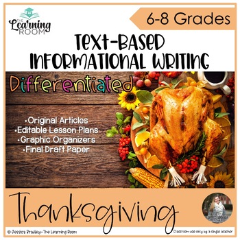 Preview of Middle School Thanksgiving Writing Prompts - Text Based Informational Writing