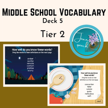 Preview of Middle School Tier 2 Vocabulary Deck 5 Boom Cards