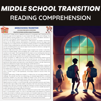 Preview of Middle School Transition Reading Comprehension | Middle School Readiness