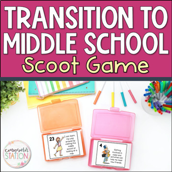 Preview of Middle School Transition Task Card Scoot School Counseling Game 4th, 5th, 6th