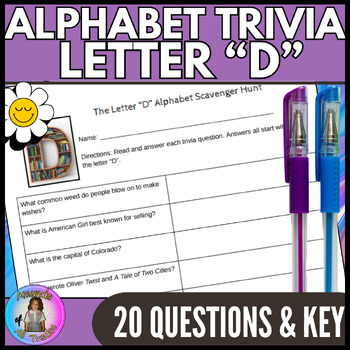 Preview of Middle School Trivia or Teambuilding The Letter D Alphabet Scavenger Hunt