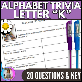 Preview of Middle School Trivia or Teambuilding The Letter K Alphabet Scavenger Hunt