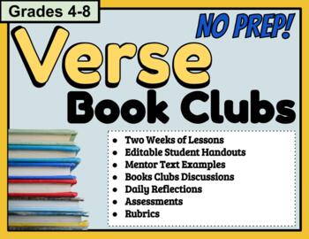 Preview of Middle School Verse Novel Book Clubs Unit Digital and Print 
