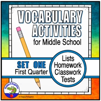 Preview of Middle School Vocabulary Lists, Activities and Tests - 1st Quarter with Easel