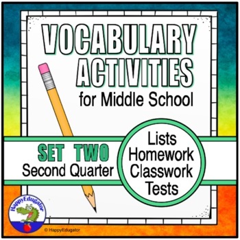 Preview of Middle School Vocabulary Lists, Activities and Tests - 2nd Quarter with Easel