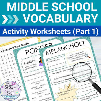 Preview of Middle School Tier 2 Vocabulary Context Clues Activity Worksheets
