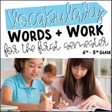 1st Semester | Middle School Vocabulary Words & Word Work 