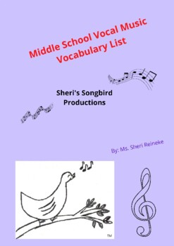 Preview of Middle School Vocal Music Vocabulary List
