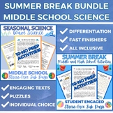 Middle School Wave Science/Summer Break Bundle Sub Plans I