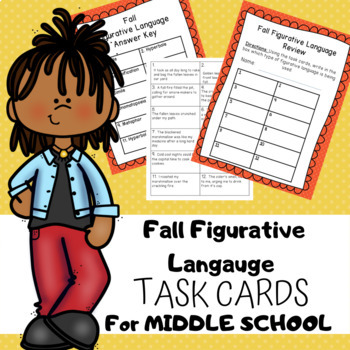 Preview of Middle School Fall Figurative Language Task Cards