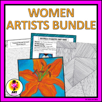 Preview of Middle School Women Artists Resources - Art Lesson Plans, Posters & Word Search