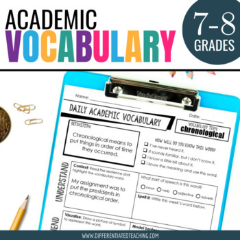 Preview of Word of the Week Middle School Tier 2 Academic Vocabulary Practice Activities