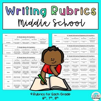 Preview of Middle School Writing Rubrics: Narrative, Opinion, and Informative