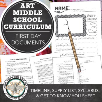 Preview of Middle School Yearlong Art Curriculum: Timeline, Syllabus, Contracts, First Day