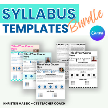 Preview of Middle School and High School Editable Syllabus Template - 3 Canva Designs