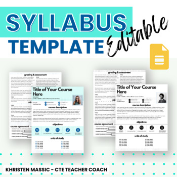 Preview of Middle School and High School Editable Syllabus Template - Small Dots Design