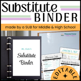 Middle School or High School Substitute Notes | Editable S