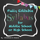Middle School or High School Syllabus {Fully Editable!}