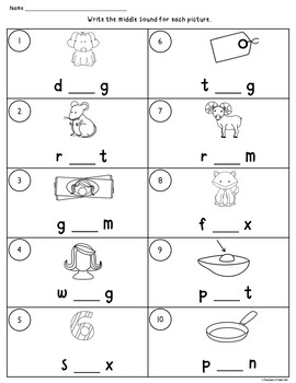 Middle Sounds Clip It Task Cards and Worksheets by Teacher's Take-Out