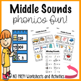Middle Sounds Worksheets for Kindergarten Phonics Activities