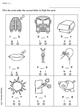 Middle Vowel Sound CVC Practice and Assessment Sheets | TpT