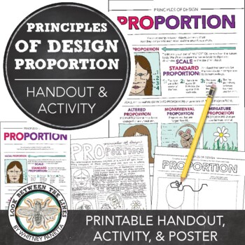 Preview of Middle, High School Art: Principles of Design Proportion Worksheet, Poster