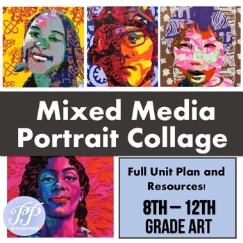 Preview of Middle and High School Art: Printmaking Portrait Collage Inspired by Bisa Butler