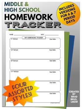 Preview of Middle and High School Homework Tracker