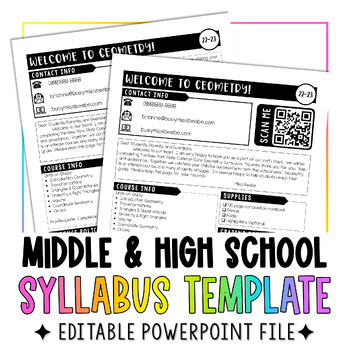 Preview of Middle and High School Syllabus Template