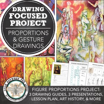 Preview of Middle or High School Art Drawing Project: Figure Proportions, Gesture Drawing +