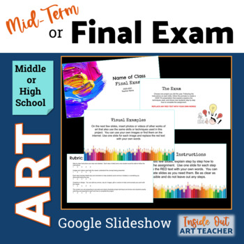 Preview of Middle or High School Art Final Exam, Midterm Exam, or Reflection