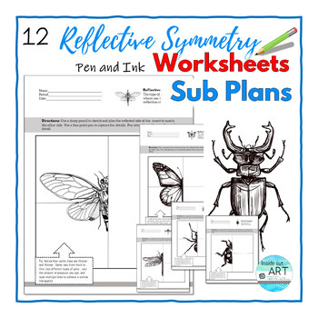Preview of Reflective Symmetry Middle or High School Art Worksheets - Sub Plans