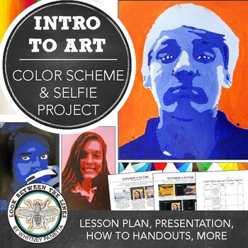 Preview of Middle, High School Art: Color Schemes, Selfies Painting Project, Intro to Art