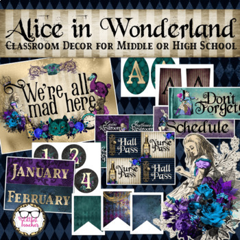 Preview of Middle or High School Classroom Decor - Alice in Wonderland Theme