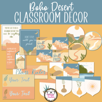 Preview of Middle or High School Classroom Decor - Boho Desert Theme
