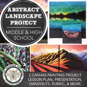 Preview of Middle School Art, High School Art: Abstract Acrylic Landscape Painting Project
