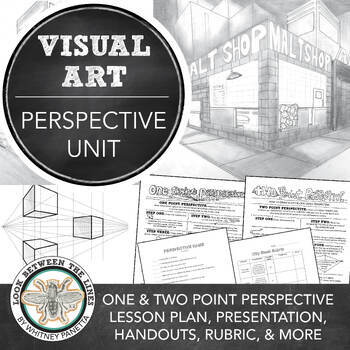 Preview of Perspective Drawing Unit w One & Two Point Perspective Art Lessons, Art Projects