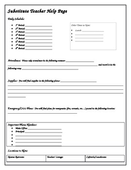 Preview of Middle or High School Substitute Teacher Information Form and Report Form