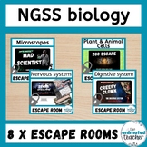 Middle school biology escape room bundle NGSS aligned
