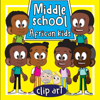 Preview of Middle school kids (African American) movable clip art