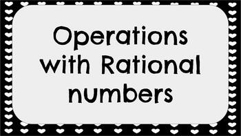 Preview of Operations with Rational Numbers task cards/stations(Valentine's Day theme)
