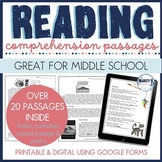 Middle school reading comprehension passage assessment 6th