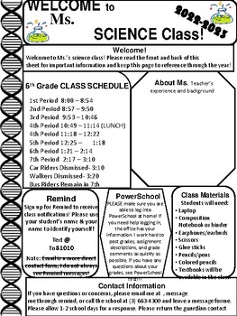 Preview of Middle school science: Welcome Letters and meet the teacher (editable templates)