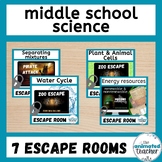 Middle school science escape room custom bundle