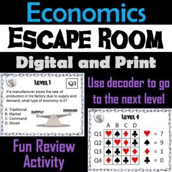 Preview of Middle to High School Economics and Personal Finance Escape Room Game