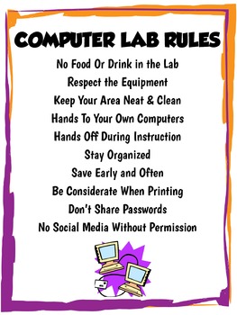 Middle/High School Computer Lab Rules Poster by Miss Kay's Computer