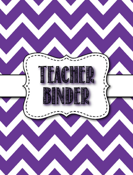 Preview of Middle/High School Purple Chevron Theme Teacher Binder - Editable