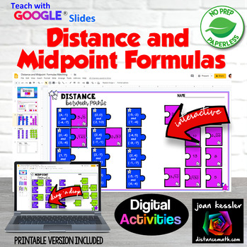 Preview of Midpoint and Distance Formula Activity Digital plus Print