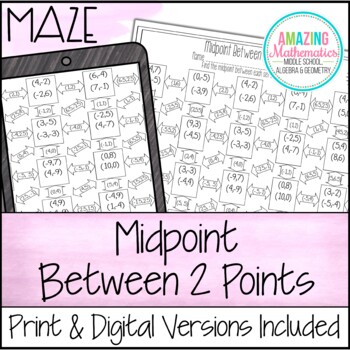 Preview of Midpoint Formula Worksheet - Maze Activity