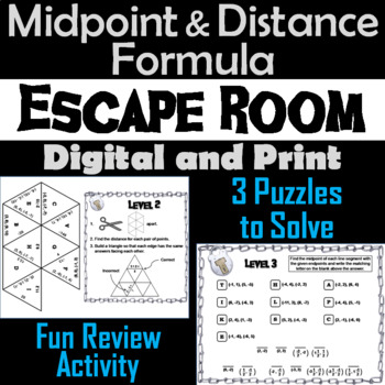 Preview of Midpoint and Distance Formula Activity: Breakout Escape Room Geometry Game
